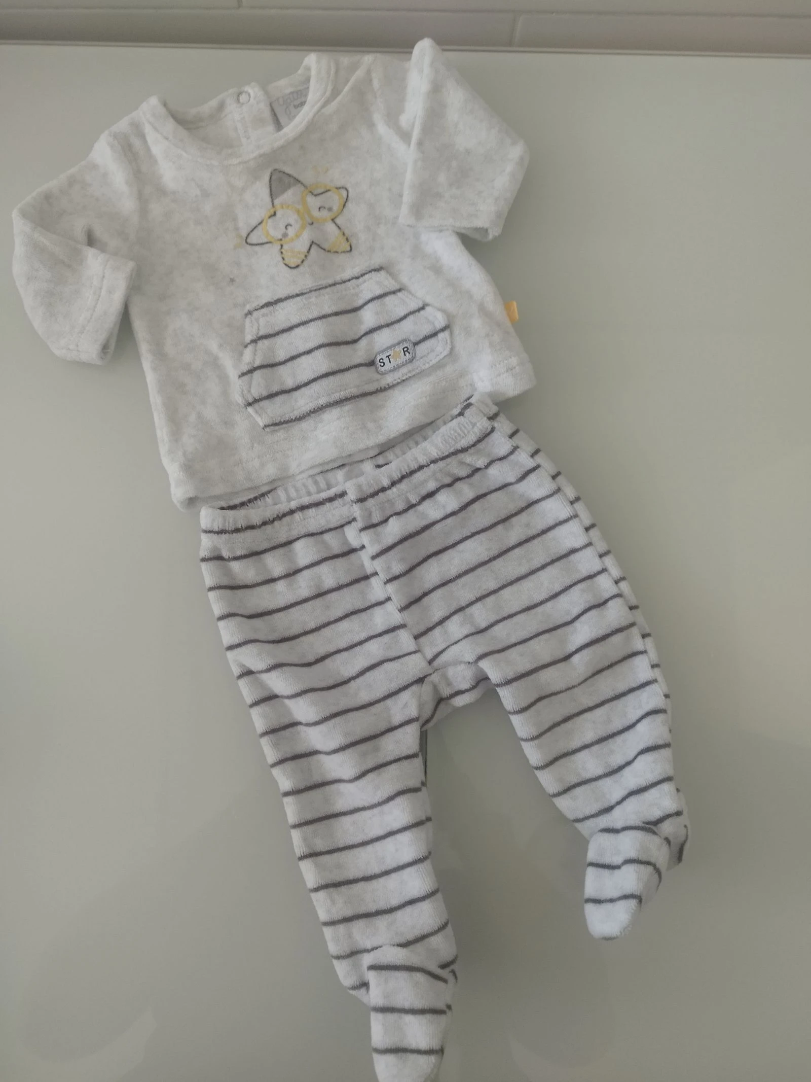 Pijama de dos piezas calentito de bebe 0 meses 52 cm